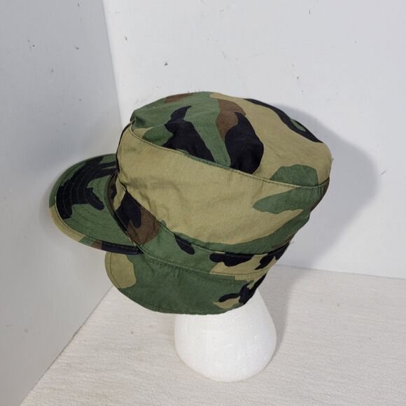Vintage Military Hat Mens Size 7 1990s Woodland Camo Army Cap U.S. Camouflage - Picture 2 of 15